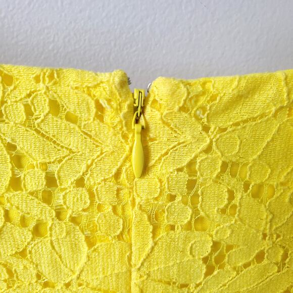 J Crew Yellow Lace Sheath Dress 0 Cotton Ladylike Mod Retro Career Summer - Picture 7 of 12